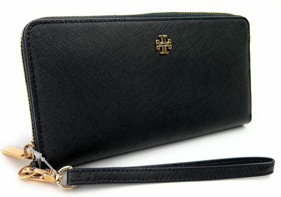 New Tory Burch Tory Burch Women'S Emerson Wristlet Zip Continental (Black)