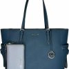 New Michael Kors Michael Kors Michael Michel Kors Gilly Large Drawstring Travel Tote Bundled With Double Zip Wristlet Purse Hook (Teal/Pale Blue Continental)