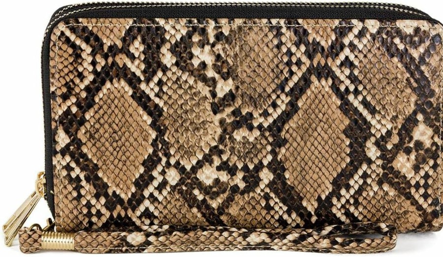 New Rebecca & Rifka Rebecca & Rifka Faux Python Snakeskin Double Zip Around Wristlet Wallet