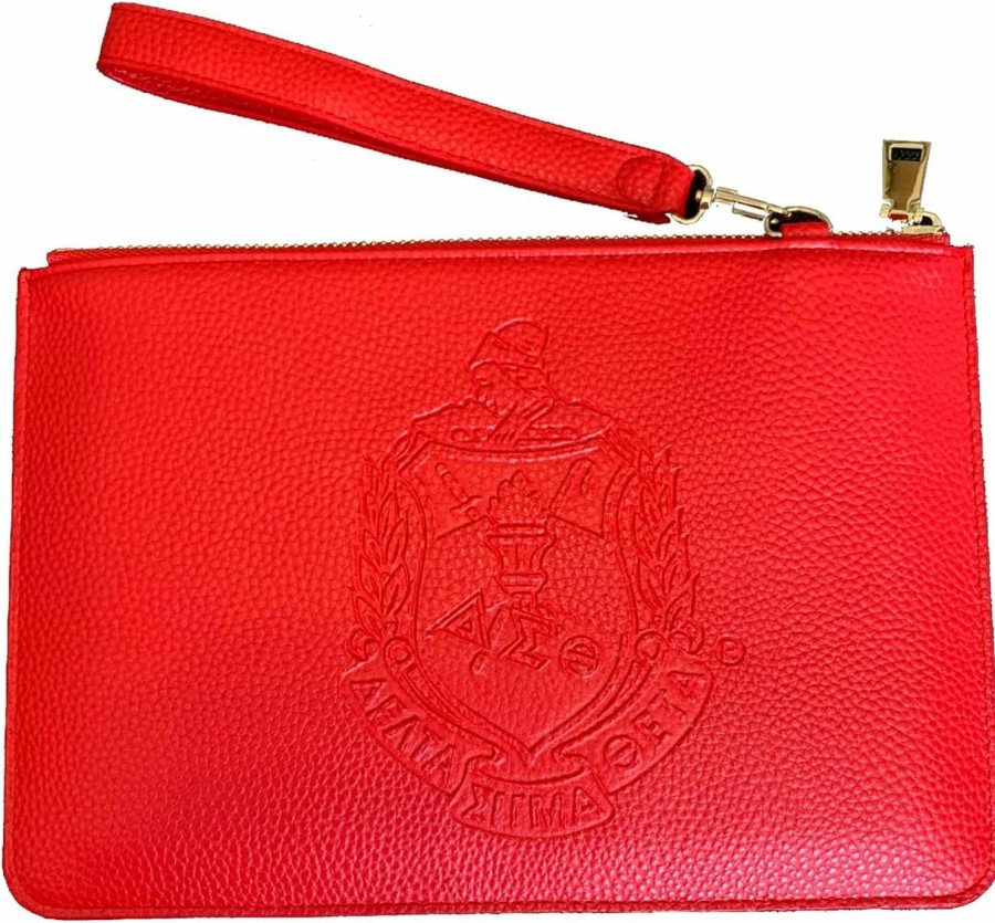 Clearance Delta Sigma Theta Delta Sigma Theta Large Leather Wristlet-Large Wristlet With Strap Unique Gifts