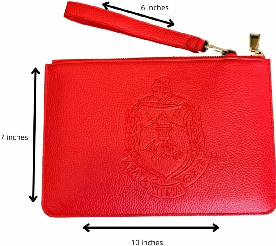 Clearance Delta Sigma Theta Delta Sigma Theta Large Leather Wristlet-Large Wristlet With Strap Unique Gifts