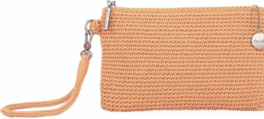 Hot The Sak The Sak Vita Small Crochet Wristlet Purse - Hand Crochet Women'S Clutch For Everyday & Travel - Mini Handbag With Card Slots, Zipper Closure & Pockets - Nectar