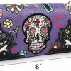 Best LA DEARCHUU Western Style Handbag Purse For Women, Buckle Clutch Blocking Wristlet Wallet Sugar Skull Western Purse Wallet