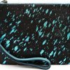 New Mesa Luna Mesa Luna Metallic Cowhide Handcrafted Large Wristlet Pouch Clutch (Caribbean Nights)