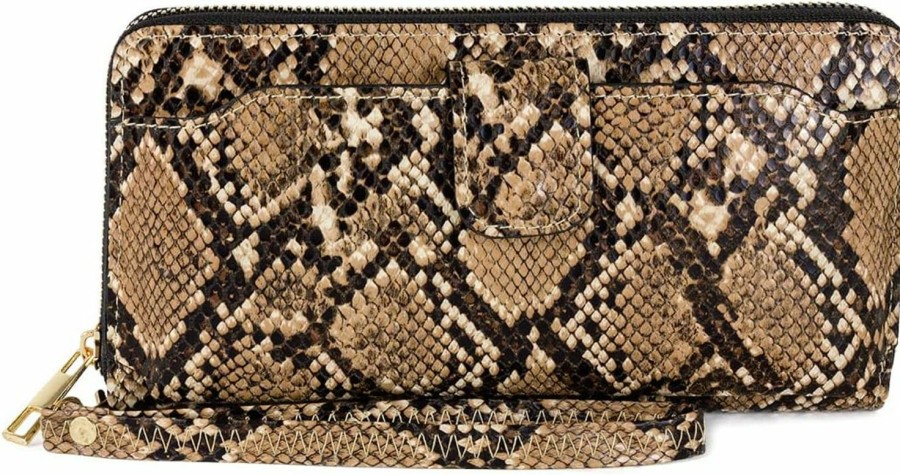 Hot Rebecca & Rifka Rebecca & Rifka Faux Python Snakeskin Zip Around Wristlet Wallet With Phone Pocket