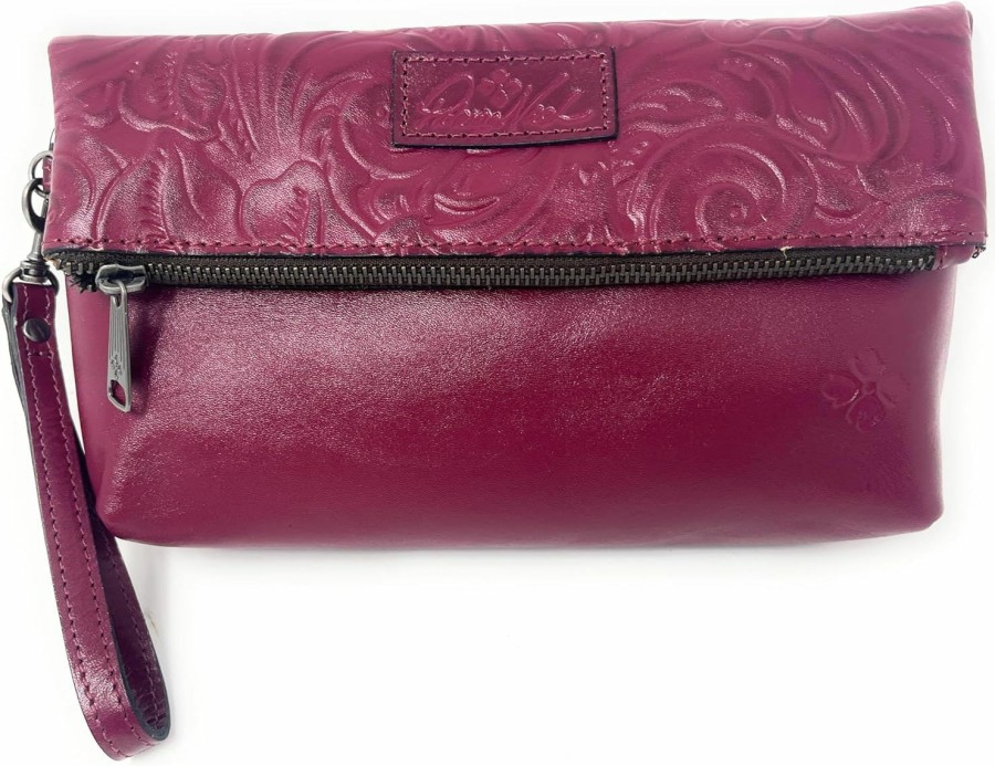 Online Patricia Nash Patricia Nash Valerie Tooled Leather Foldover Clutch Wristlet, Magenta