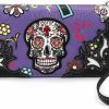 Hot Cowgirl Trendy Sugar Skull Western Cross Clutch Wallet Day Of The Dead Wristlet Purse Calavera