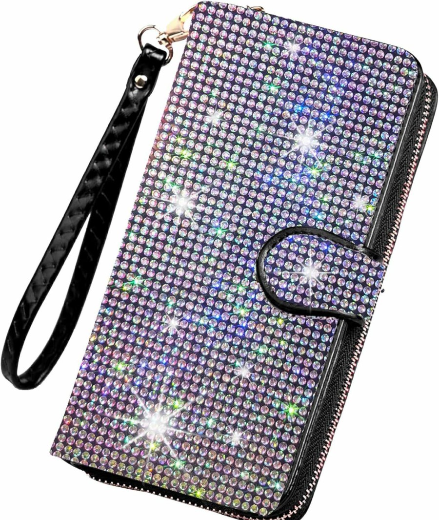 Hot LIFUTOPIA Lifutopia Bling Rhinestone Womens Wallet Artificial Diamond Wristlet Clutch Purse Credit Card Holder Large Capacity For Checkbook Phone White/Silver