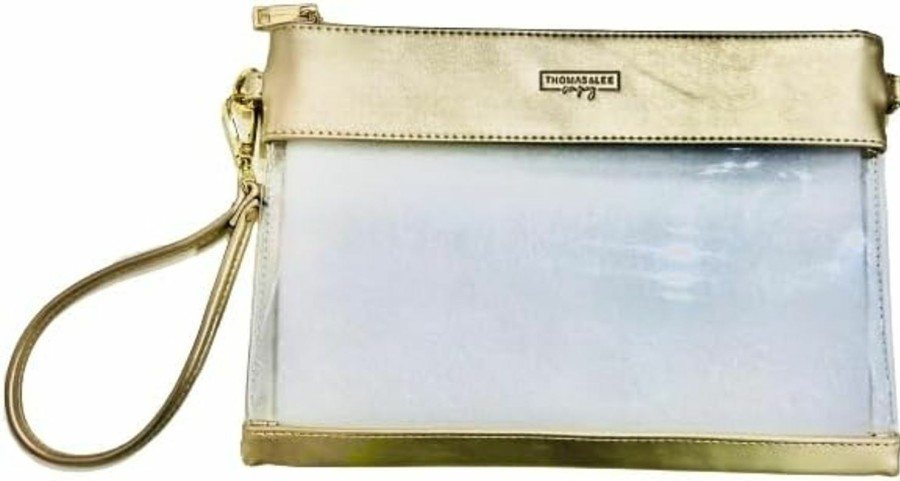 Online Thomas & Lee Thomas & Lee Gold Clear Gameday Wristlet, 11-Inch Width, Pvc Vegan Plastic, Gift, Women