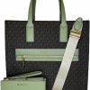 Hot Michael Kors Michael Kors Michael Michael Kors Kenly Large Ns Tote Bundled With Lg Double Wristlet Purse Hook (Signature Mk Light Sage)