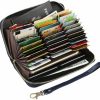 Clearance Cynure Women'S Rfid Blocking 36 Slots Card Holder Long Big Leather Zipper Wristlet Clutch Wallet