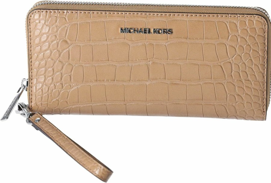 Best Michael Kors Michael Kors Jet Set Travel Large Continental Wristlet (Camel)