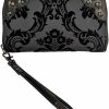 Best Rock Rebel Rock Rebel Black On Black Wristlet Victorian Damask Zip Around Wallet