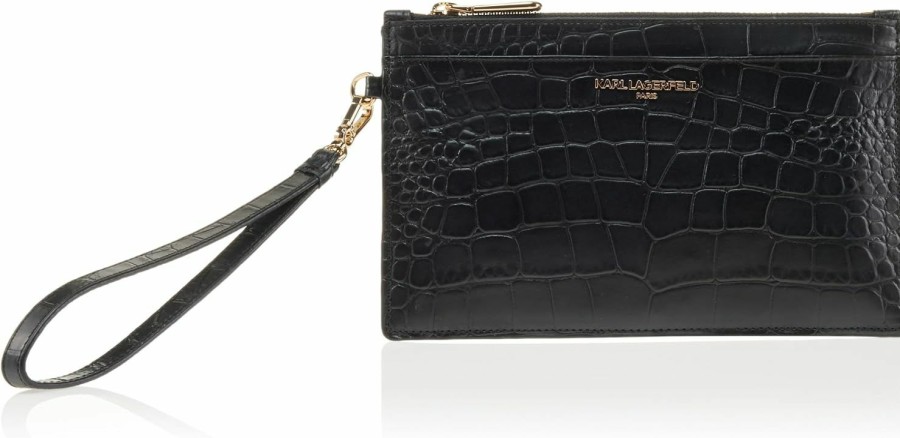 Best Karl Lagerfeld Paris Karl Lagerfeld Paris Everyday Casual Slg Wristlet, Blk/Gold