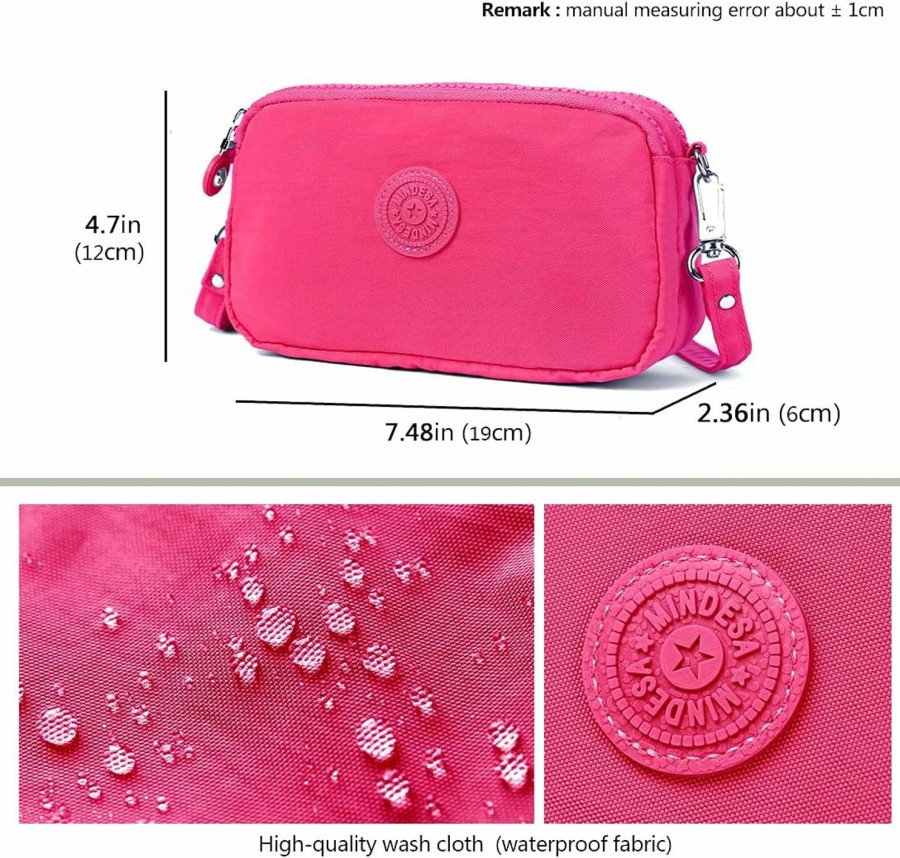 Best Mindesa Mindesa Small Crossbody Clutch Bag Women,Zip Wallet Purses,Nylon Shoulder Handbags,Waterproof Phone Bag With Adjustable Strap