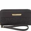 Online Stone Mountain Stone Mountain Black Embossed Paisley Wristlet Wallet & Checkbook Insert Slg