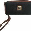 Best Stone Mountain Stone Mountain Nancy Wristlet Slg Black/Tan Checkbook Double Wallet 8Af464-6