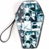 Hot Rock Rebel Universal Monsters Frankenstein And Bride Tiled Movie Scenes Zip Around Coffin Wallet Women'S Wristlet Clutch