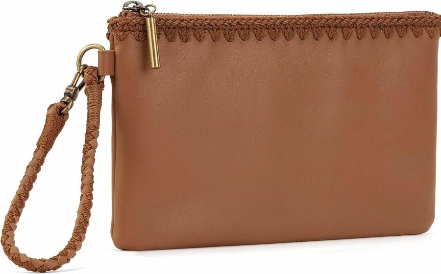 New The Sak The Sak Vita Wristlet In Leather, Convertible Design With Adjustable Straps, Tobacco