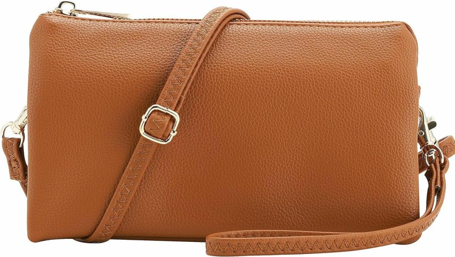 Best B BRENTANO B Brentano Vegan Leather Multi-Pocket Crossbody Purse/Clutch With Card Slots, Removable Wristlet & Adjustable Shoulder Strap