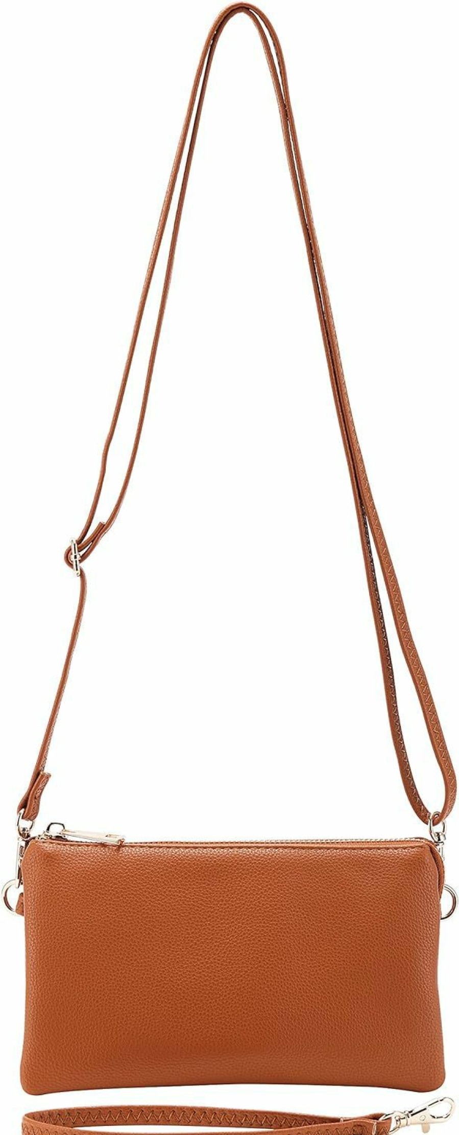 Best B BRENTANO B Brentano Vegan Leather Multi-Pocket Crossbody Purse/Clutch With Card Slots, Removable Wristlet & Adjustable Shoulder Strap