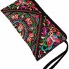 New Generic Ethnic Style Phone Clutches, Floral Embroidery Handbag With Wristlet