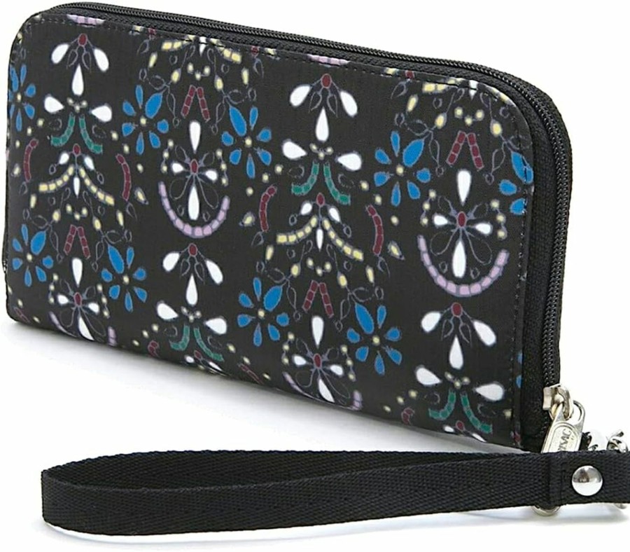 Online LeSportsac Lesportsac Cloistered Jewels Tech Wallet Wristlet, Zip Around Wallet/Detachable Wristlet Strap, Holds Cell Phone, Style 3462/Color E469, Mosaic Art Tiles In Colorful Crest & Flower Motifs