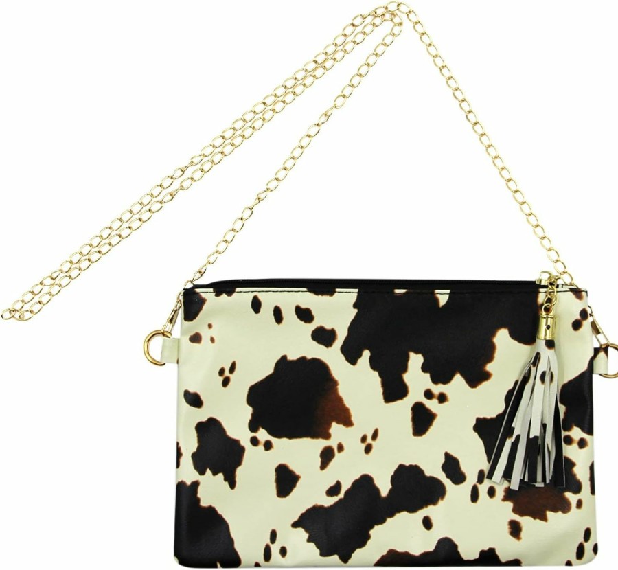 Clearance JUMISEE Jumisee Women Leopard Print Wristlet Clutch Purse Fashion Tassel Crossbody Bag With Chain Strap