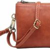 Wholesale JEN & CO. Jen & Co. M013-Rust Riley Wristlet Adjustable/Detachable Strap Vegan Leather Crossbody Handbag, Rust