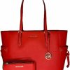 Hot Michael Kors Michael Kors Michael Michel Kors Gilly Large Drawstring Travel Tote Bundled With Double Zip Wristlet Purse Hook (Dark Sangria)