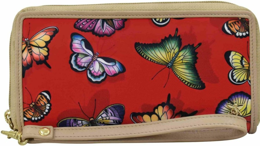 Online Anuschka Anuschka Rfid Blocking Wristlet Travel Wallet - Wanderlust Collection - Nylon Fabric With Genuine Leather Trim And Artwork Print - Sea Treasures