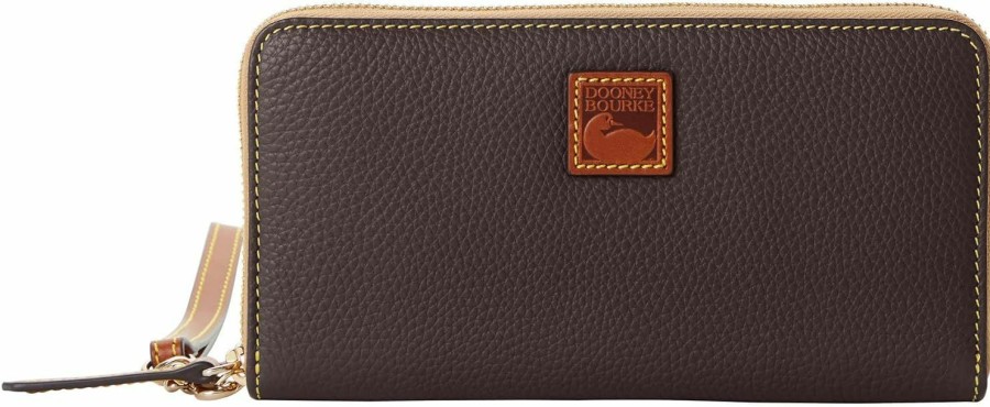 Clearance Dooney & Bourke Dooney & Bourke Handbag, Pebble Grain Large Zip Around Wristlet - Brown Tmoro