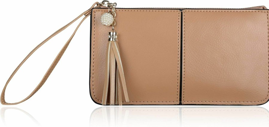 Clearance befen Befen Genuine Leather Wristlet Clutch Wallet Purses For Women, Women'S Small Multi Pocket Cell Phone Bag With Card Slots