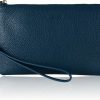 Clearance befen Befen Women Genuine Leather Clutch Wallet Smartphone Wristlet Wallet Purse - Teal Blue