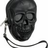 Best Zeckos Zeckos Glossy Black Vinyl Molded Skull Shaped Wristlet Purse W/Removable Strap 6 Inches High