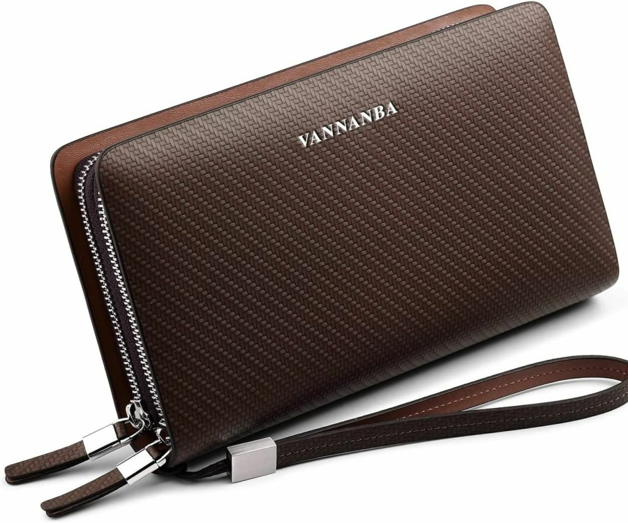 Best VANNANBA Vannanba Wristlet Wallets Large Leather Double Zipper Long Business Handbag Clutch Phone Holder,Gift For Father Son