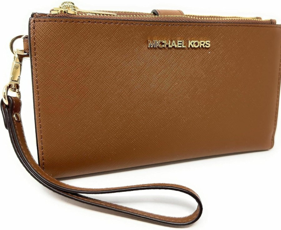 New Michael Kors Michael Kors Women'S Jet Set Travel Double Zip Wristlet (Luggage)