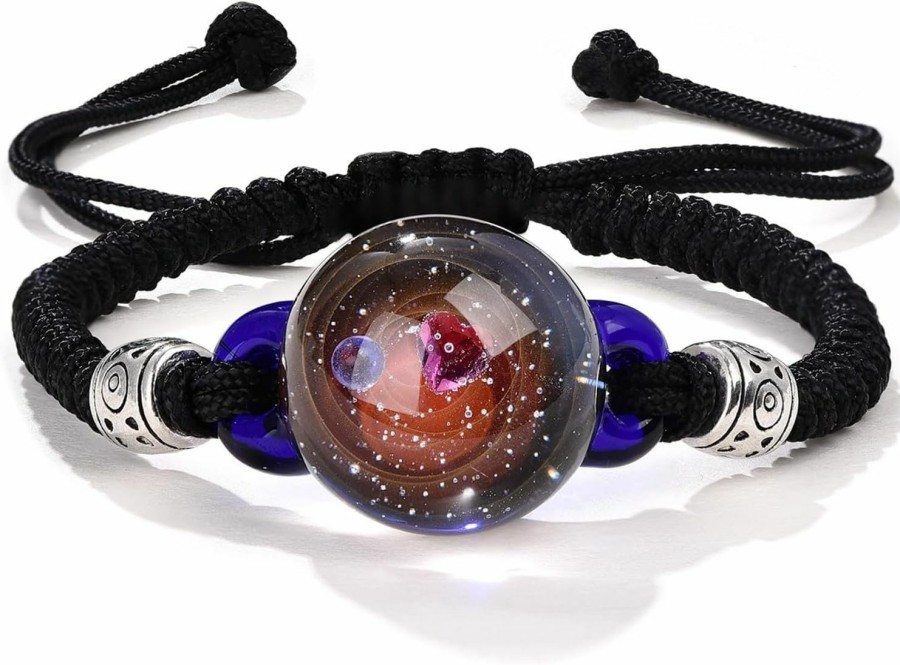 Clearance LWQQWL Glass Galaxy Bracelet Universe Planet Bracelet Outer Space Cosmic Elements Glass Braided Adjustable Bracelet Nebula Creative Lucite Jewelry For Uni Women Men Gifts