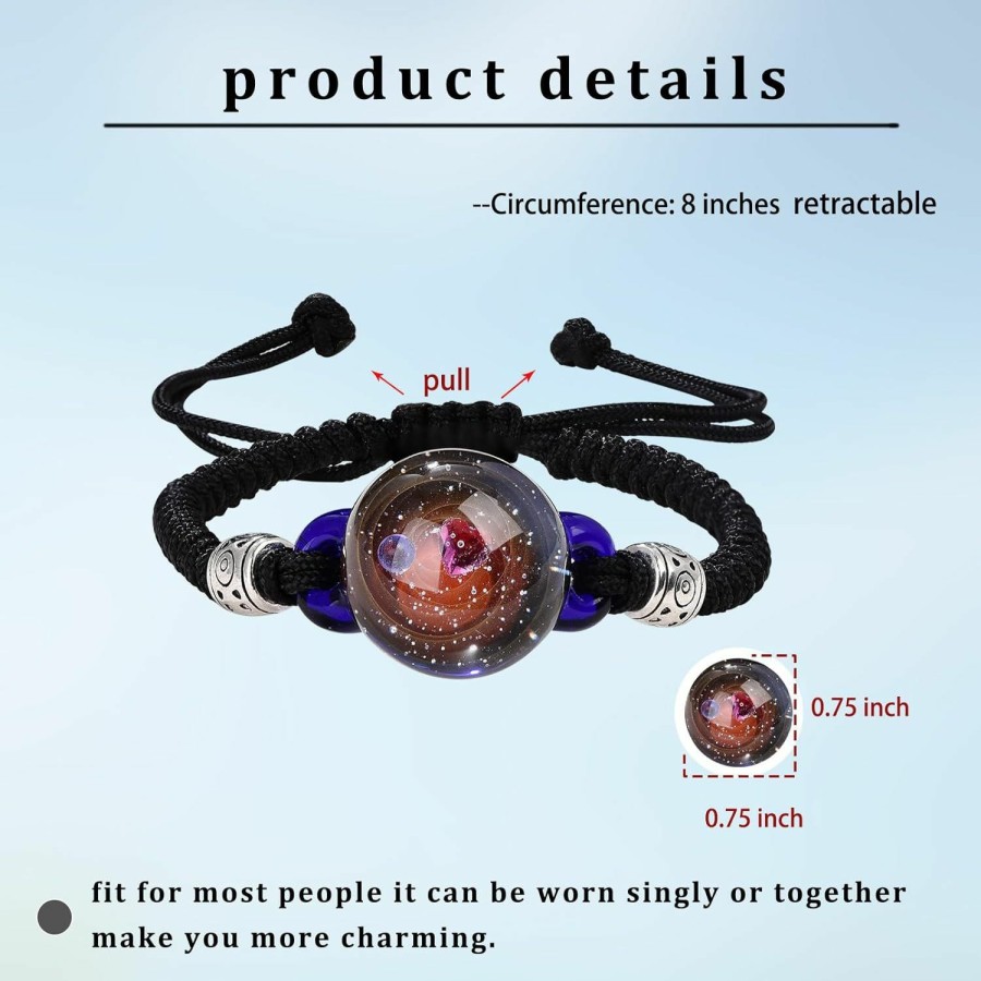 Clearance LWQQWL Glass Galaxy Bracelet Universe Planet Bracelet Outer Space Cosmic Elements Glass Braided Adjustable Bracelet Nebula Creative Lucite Jewelry For Uni Women Men Gifts