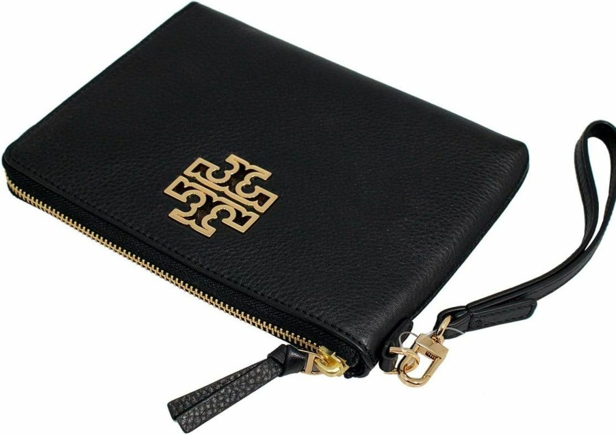 Hot Tory Burch Tory Burch Women'S Britten Large Zip Pouch Wallet Wristlet (Black)