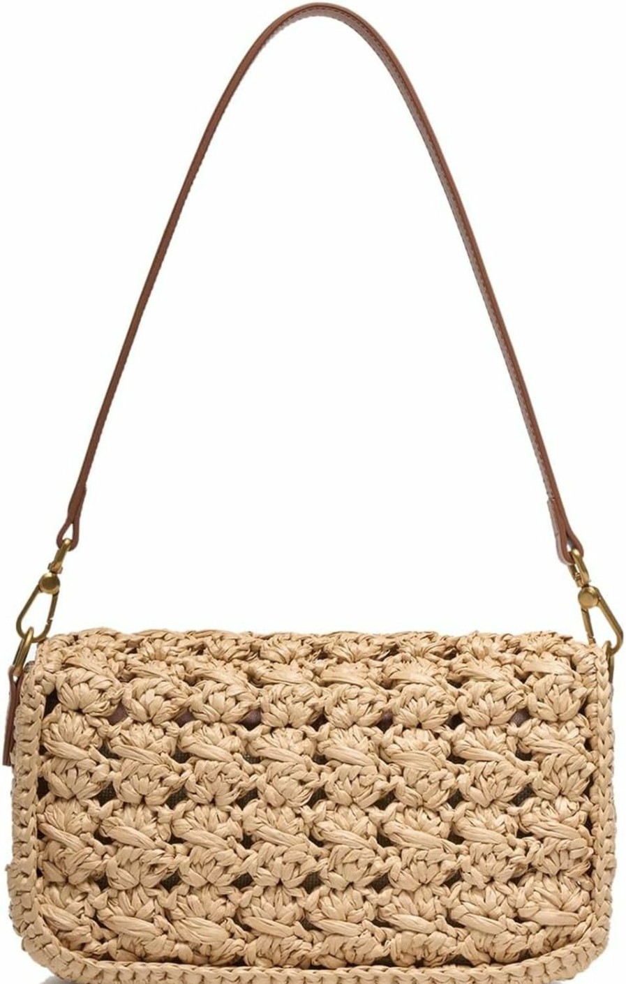 Clearance Generic Women Raffia Woven Shoulder Bag Clutch Purses Bohemian Summer Beach Crossbody Bag Wristlet Purses For Women