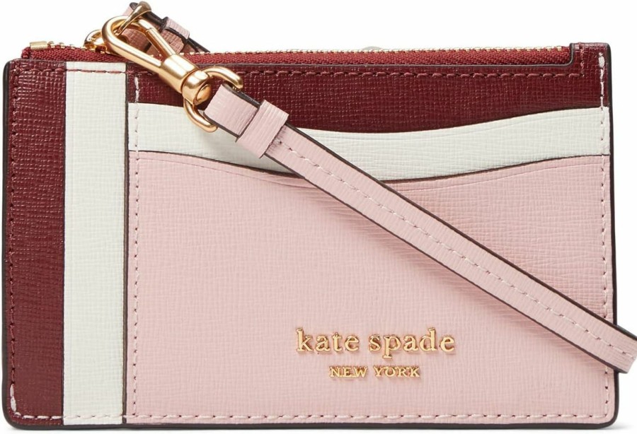 Clearance Kate Spade New York Kate Spade New York Morgan Color-Blocked Saffiano Leather Coin Card Case Wristlet Cream Multi One Size