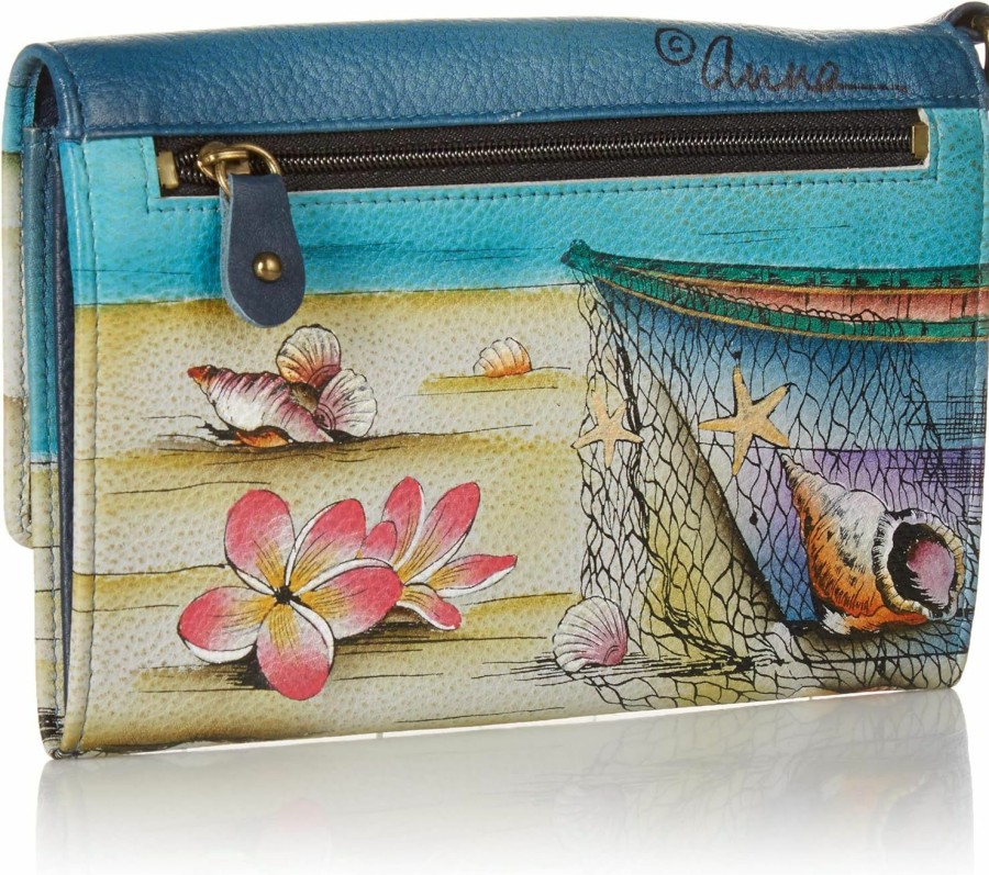 Online Anna by Anuschka Anna By Anuschka Hand Painted Women'S Genuine Leather - Vintage Wristlet Clutch - Caribbean Dream