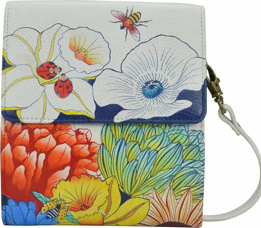 Clearance Anna by Anuschka Anna By Anuschka Women'S Hand-Painted Genuine Leather Flap Organizer - Floral Melody