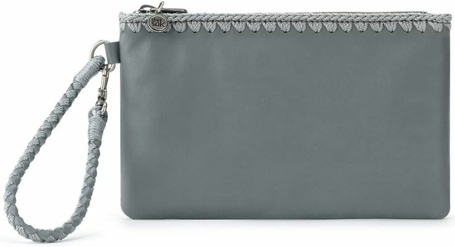 Hot The Sak The Sak Vita Wristlet In Leather, Convertible Design With Adjustable Straps, Dusty Blue