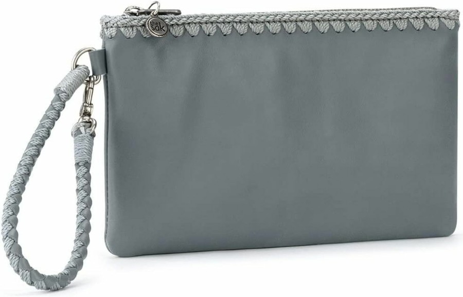 Hot The Sak The Sak Vita Wristlet In Leather, Convertible Design With Adjustable Straps, Dusty Blue