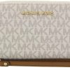 New Michael Kors Michael Kors Jet Set Travel Large Flat Multifunction Phone Case Wristlet (Vanilla 2018)