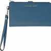 Clearance Michael Kors Michael Kors Jet Set Travel Double Zip Saffiano Leather Wristlet Wallet (Dk Chambray)