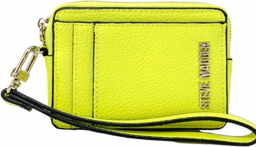 Best Steve Madden Steve Madden Bpipper Zip Around Card Case Wristlet (Black)