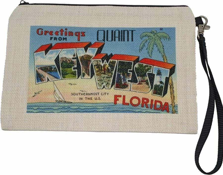 Best Westmon Works Key West Florida Postcard Style Wristlet Ladies Handbag Small Purse Retro Fashion Accessory For Holiday Vacation Double Sided And Zippered